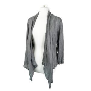 Eileen Fisher Cardigan Womens 1X Gray 100% Linen open Front Lagenlook Minimalist